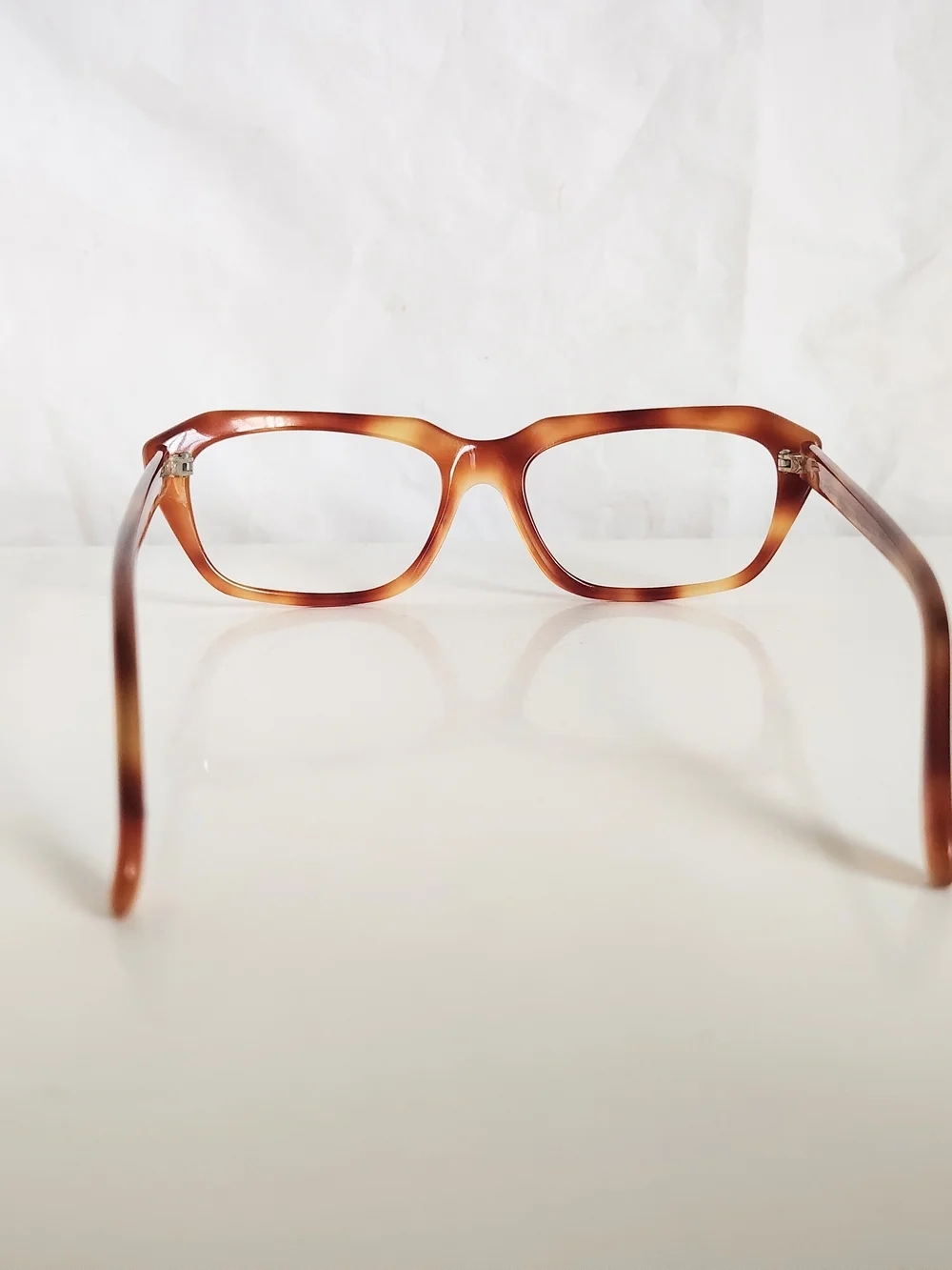 Vintage Binocle Orange Tortoiseshell Acetate Eyeglass Frames Squarish Retro